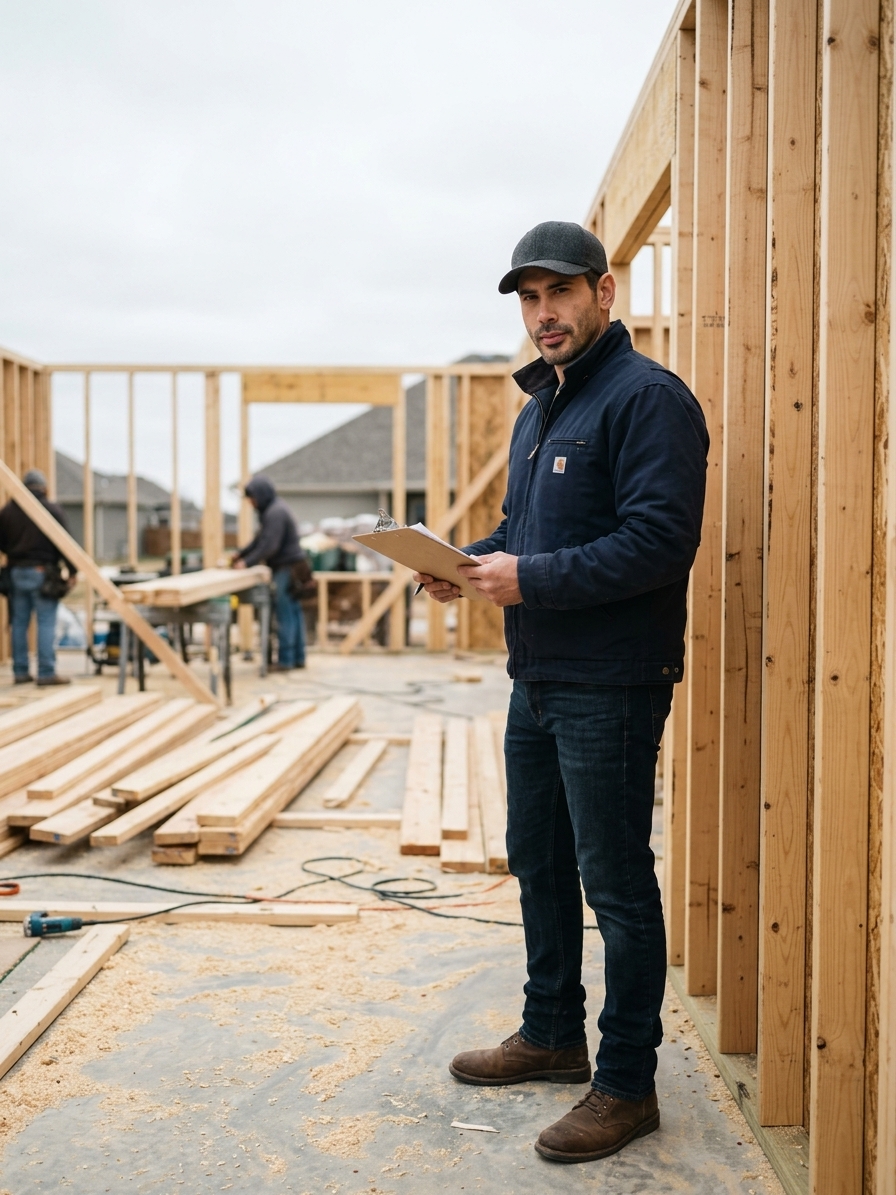 Genaro walking the jobsite during renovation